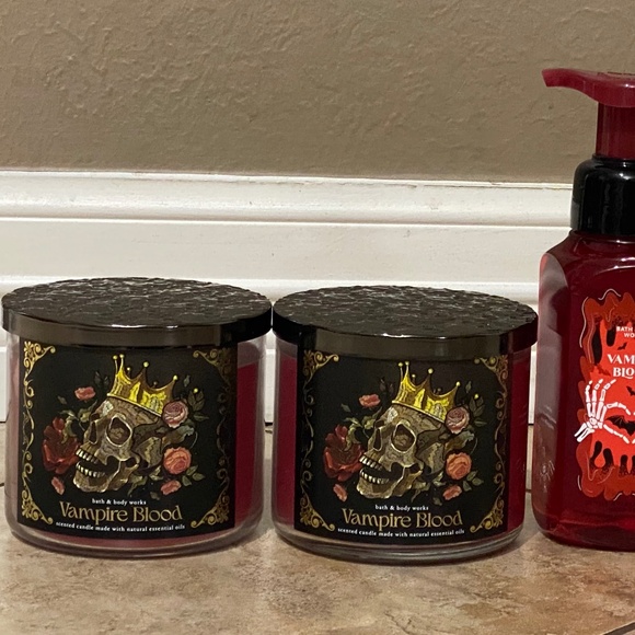 Bath & Body Works Vampire Blood 3 Wick Candles, Foam Soap & 1 Room Spray - Picture 4 of 6